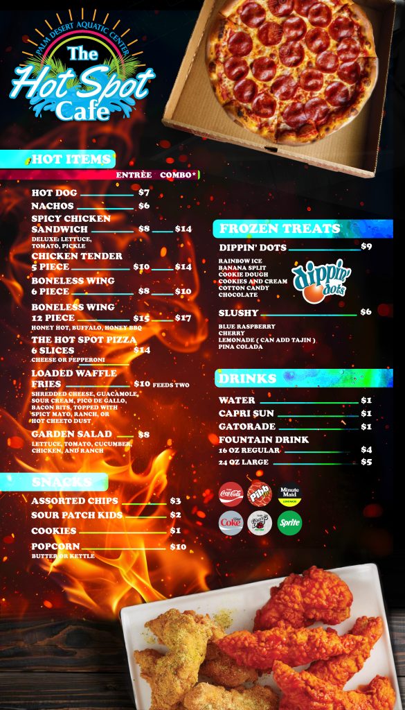 Hot Spot Cafe Concessions Menu - Click image to view our menu.